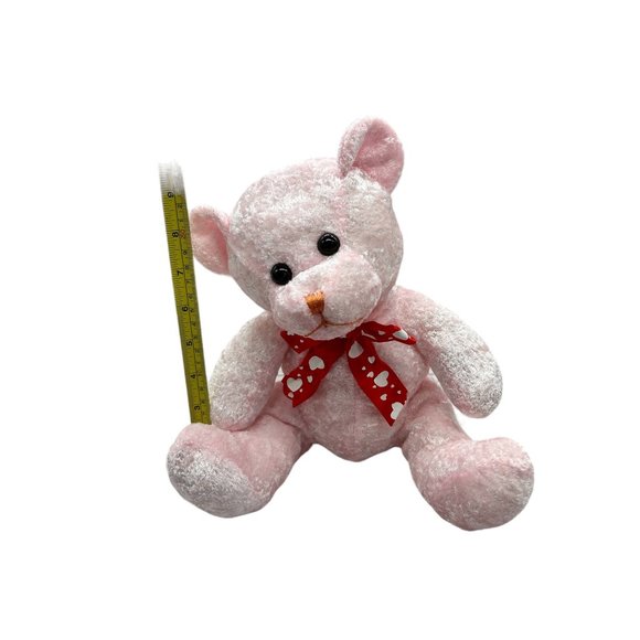 Best Made Toys 10" Pink Valentines Day Bear Red Heart Bow Plush Stuffed Animal - Picture 7 of 7